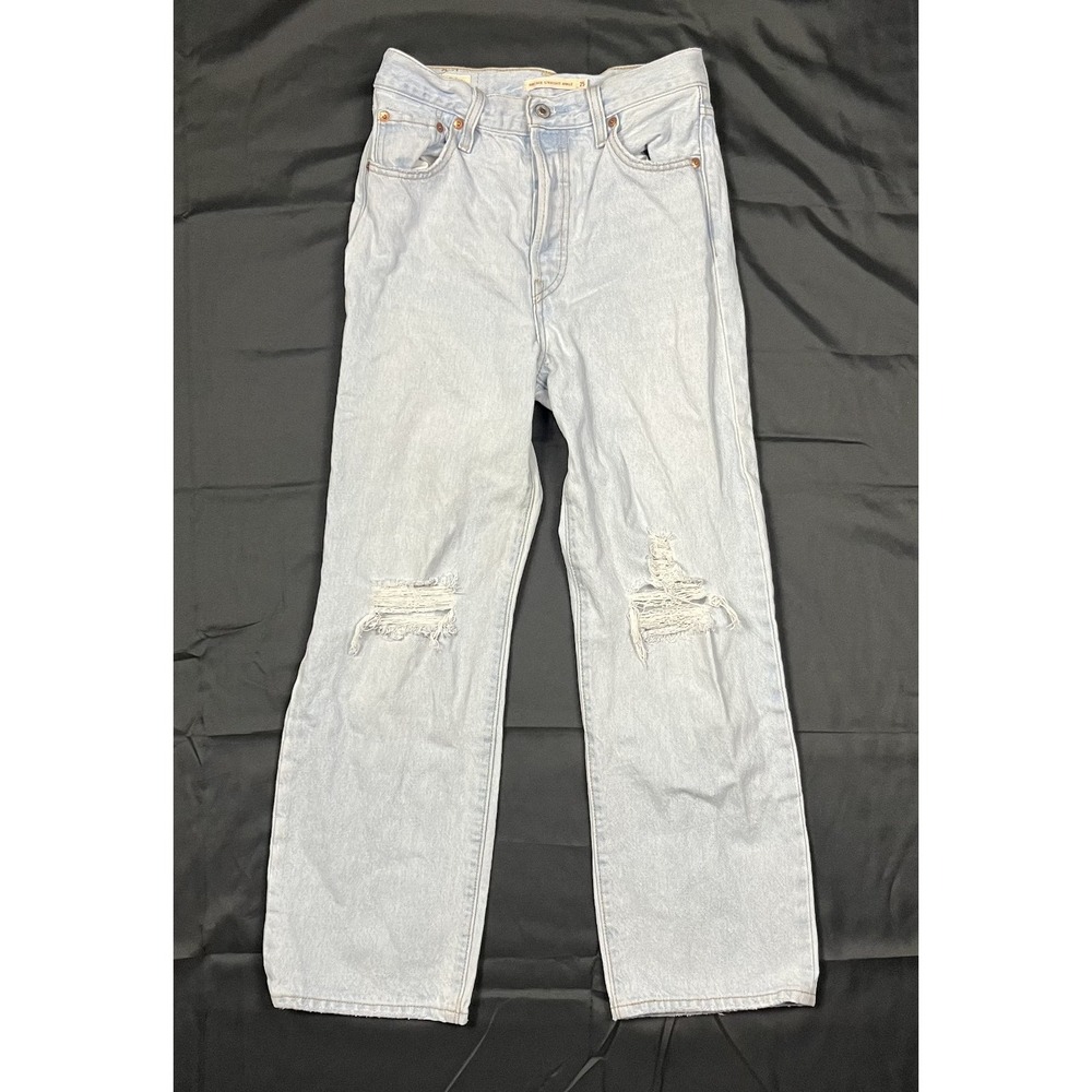 Levi's Premium Big E Ribcage Straight Ankle W25 L27 High Rise Ripped Knee